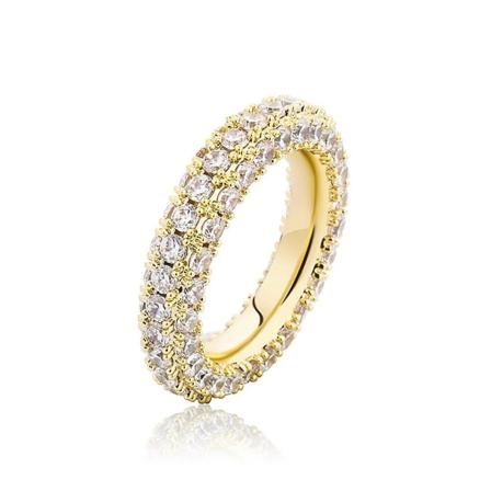 Fashion 3 Row Cz Bling Ring Kvinder Mænd Iced Out Fuld Micro Pave Cubic Zirconia Ringe Guld Sølv Farve Hip Hop Punk smykker Gold