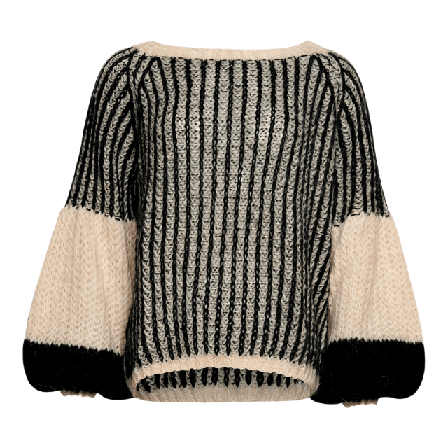 Noella Liana Knit Sweater - Cream/black Tröjor Dam Svart M/L