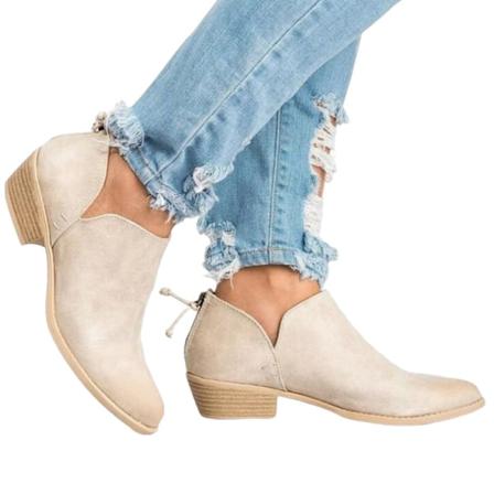 Kvinnors Slip On Ankel Bootie Chunky Heel Bootie
