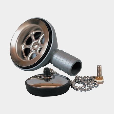 Avloppsanslutning / bottensil Barka PF2535, 25 mm (1") slang, plast, grå