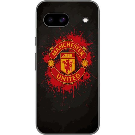 Kompatibelt Mobildeksel til Google Google Pixel 8a Manchester United logo i rød og gul farge med røff sportslig bakgrunn