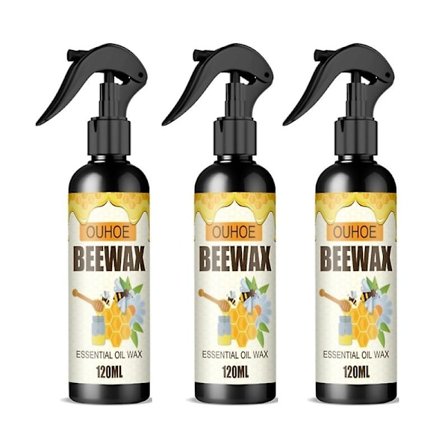 3 stk Naturlig Mikromolekylær Bivoksspray, Møbelpolish Rengjøringsmiddel 120ml Ny