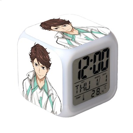 Volleyball Junior LED Vekkerklokke Kvadratisk Klokke Digital Alarm med Tid, Temperatur, Alarm, Dato