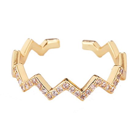 Till min bästa vän Hög och låg ring Rhinestone vågform Öppen fingerring Smyckesgåva