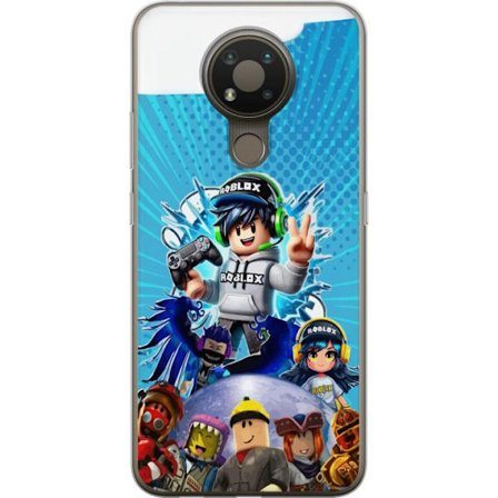 Nokia 3.4 Gjennomsiktig deksel Roblox gamer karakter med headset og kontroller fargerik spillillustrasjon med energi