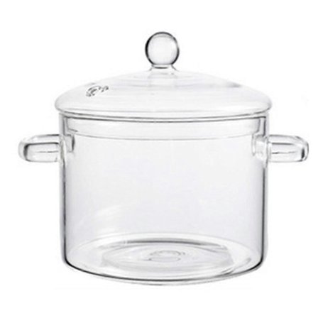 Gryder i glas til madlavning på komfuret - 1,9L/64oz - Varmebestandig gryde i glas med låg, tåler mikroovn og opvaskemaskine