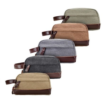 Klassisk Toalettmappe i Stoff og Lær