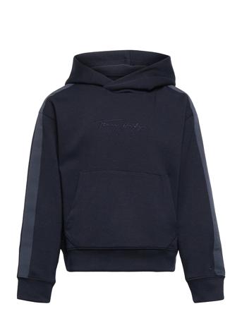 Ww Dg Signature Hoodie Hoodie Blå Tommy Hilfiger