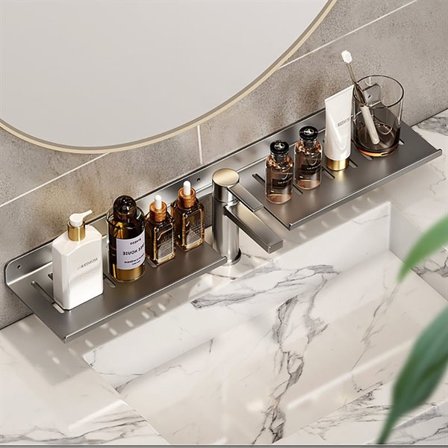 Elegant baderomshylle over kranen i stål - 78 cm