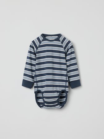 Verlängerbarer Body gestreift - 80 - kinderbekleidung - blue - Polarn O. Pyret