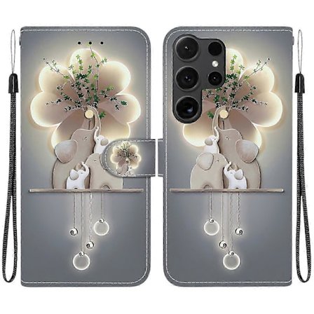 Til Samsung Galaxy S25 Ultra Cover Mønstertryk Anti-fald Læder Flip Pung Telefoncover Med Snor