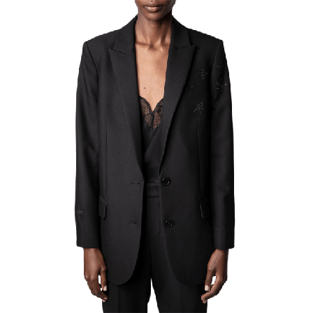Zadig & Voltaire Viva Strass Star Perm Blazer Kavajer Dam Svart 36