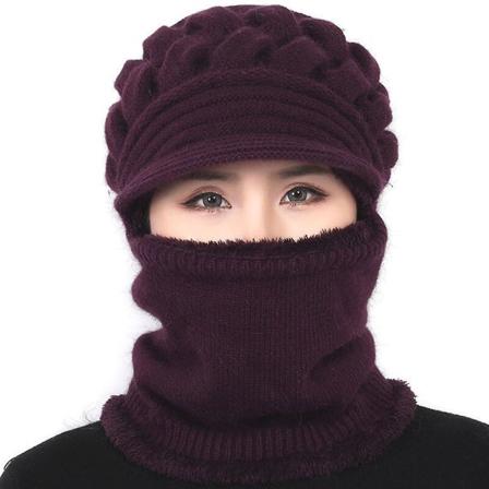 Mordely Winter Balaclava Hat Ski Mask Windproof Fleece Adjustable Super Warm Scarf Hat For For Mom Mother''s Day Gift Deep Purple
