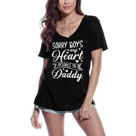 T-shirt med v-ringad dam Sorry Boys My Heart Belongs To Daddy - Girl Love – Sorry Boys My Heart Belongs To Daddy