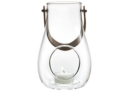 HOLMEGAARD LYKT MED HANK DESIGN WITH LIGHT KLAR 16CM