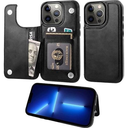 iPhone 14 Pro Max iskunkestävä kansikorttipidike 3-taskuinen Flippr