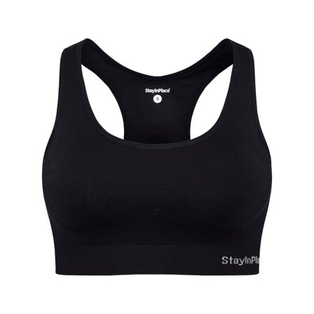 Stay in Place Rib Seamless Bra Women undergarment Black M