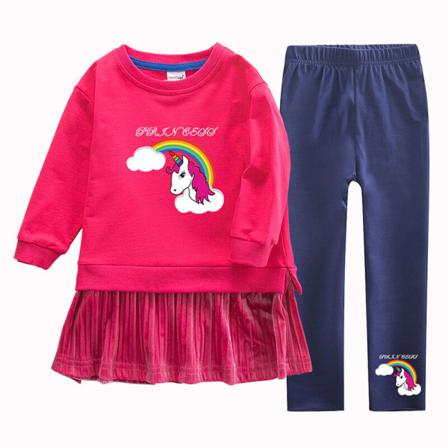 Tecknad Flickor Print Crew Neck Swing Baggy Våren Hösten Outfits