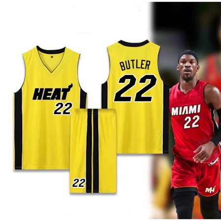 Basketball-drakter Sportswear Jimmy Butler Miami Heat nr. 22 Basketball-drakter Voksne Barn Fotballdrakter Klassisk Gul-WELLNGS