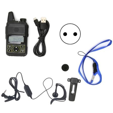 HURRISE walkie talkie radio BFT1 ultra tunn walkie talkie och mini civil radio uppladdningsbar bärbar video del EU-kontakt