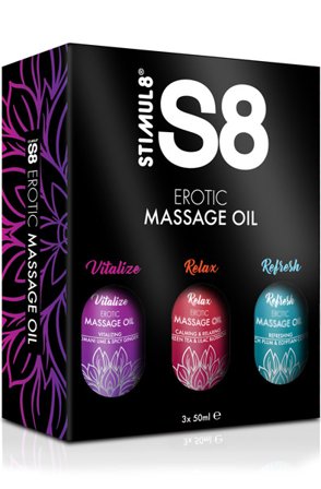 Kjøp Stimul8 Massage Oil Box 3 x 50ml - Massasjepakke | God pris