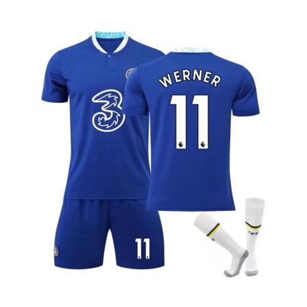(Chelsea Home Stadium tröja 2022-23 Werner No.11 fotbollströja 3-delade kit för barn Vuxna 2XL(1885-195CM)