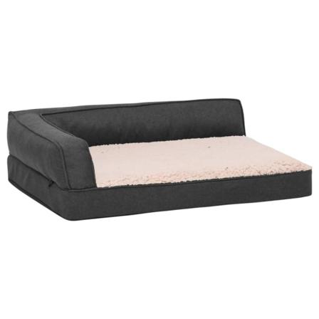 Vidaxl Ergonomisk Hundmadrass 90x64 Cm Linnelook Fleece Mörkgrå Grå