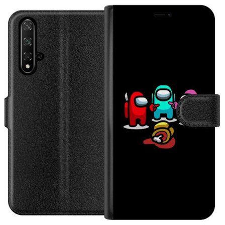 Kompatibelt Lommeboketui til Honor 20 Among Us illustrasjon med mannskap og bedrager på svart bakgrunn ikonisk gamer design perfekt for fans av spill