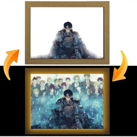 Attack on Titan LED-taide (Levi Ackerman) Levi Ackerman -versio, USB-virta, 3 valaistustilaa, syttyy Vapauden siivillä - xindaren