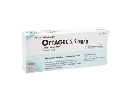Oftagel Øyegel endos 2,5mg/g, 30 x 0.5 g