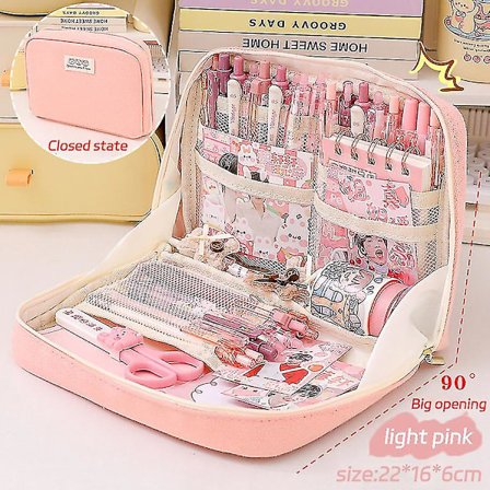 Rosa - Stor kapasitet blyantvesker Kawaii pennboks Dame kosmetikkveske Tilbake til skolen Rekvisita Japansk koreansk kontormateriell Rosa