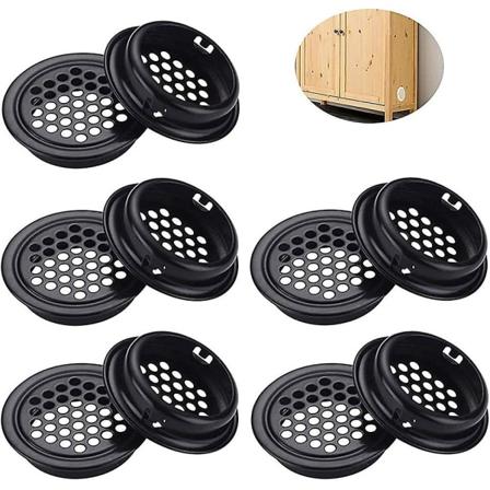 10 stykker rundt rustfrit stål ventilationsgitter Rustfrit stål ventilationsgitter Rund rustfrit stål ventilationsgitter 10 stykker sort Ventila