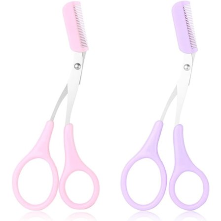 2 stk. Øjenbrynssaks med kam, Øjenbrynskam, Øjenbrynstrimmersaks med kam, Professionel præcisionstrimmer