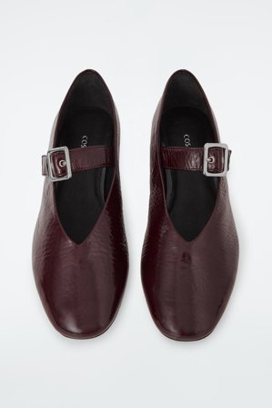 COS Women's Buckled Ballet Flats in Brown