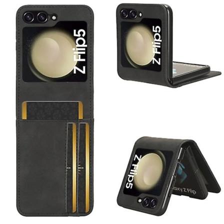 Til Samsung Galaxy Z Flip5 5g Hudfølelse Halvdelt Ekstern Kortslot Foldbar Mobiltelefon Etui Black