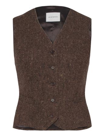 Maria Designers Sleeveless Blazers Brown Andiata
