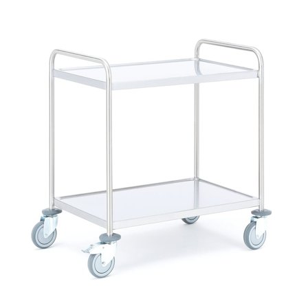 Stainless shelf trolley CONVOY, 100 kg load, 2 shelves, 800x520x900 mm