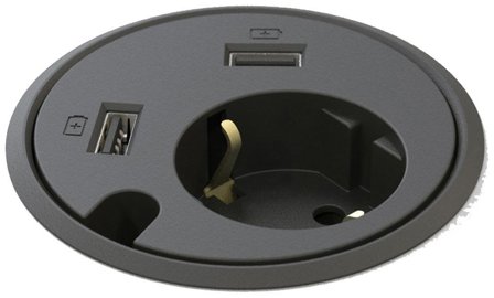 Kondator Powerdot PD14 Bordsuttag Schuko + USB/A Svart, Strömbrytare & vägguttag