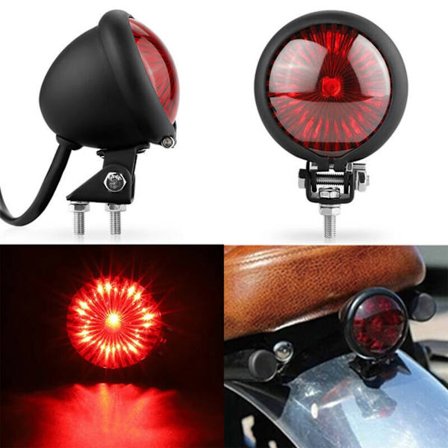 #LED-moottoripyörän takavalo jarruvalojen pysäytysvalot Retro pyöreä lamppu mukautetulle Cafe Racer Scrambler Bobber Cruiser 883#