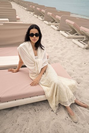 NA-KD - Heklet maxiskjørt - Maxiskjørt - Beige - XS