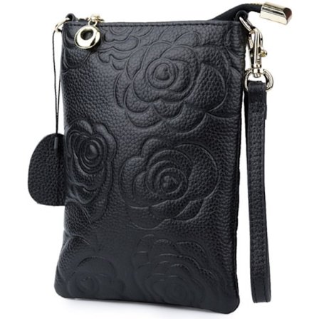 Mobilveske i ekte skinn med kortlommer for kvinner