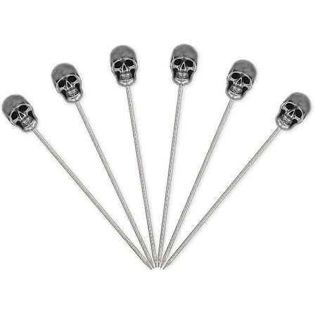 Kallojen Cocktail-tikut 6 kpl Ruostumaton Teräs Oliivitikut Uusiokäyttöiset Hedelmätikut Halloween-juhliin - Sarja A