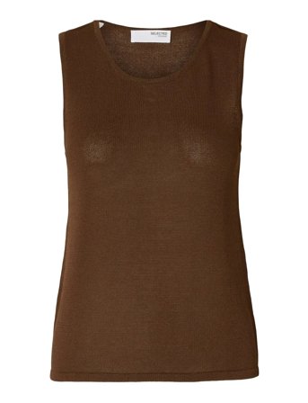 Slfmoon Sus Sl Knit Top B Brown Selected