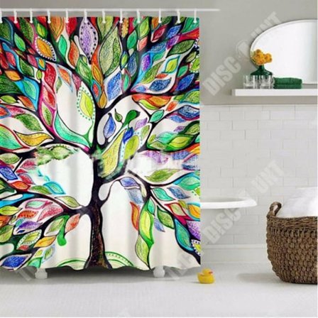 Duschdraperi - TD - Färgade Träd - Polyester - 180x180 cm - Badrumstillbehör