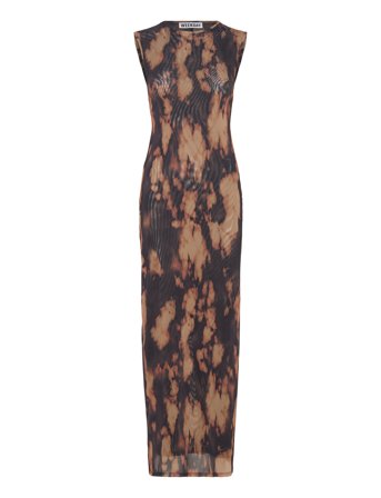 Weekday Mesh Printed Dress - Brown - XS