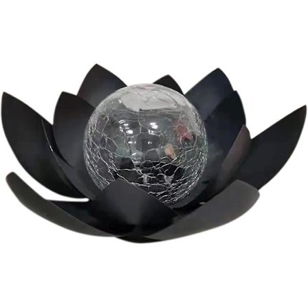 Aurinkoinen lootusvalo Aurinkoinen lootuskukka Aurinkokäyttöinen LED-lootuskukka Lamppu Haljennut lasipallo Lootuskukka L