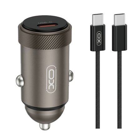 XO Biloplader med USB-C PD 30 W - inkl. USB-C til USB-C-kabel