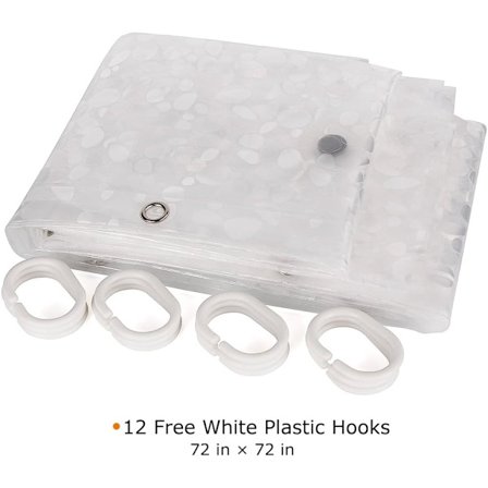 72 x 72, med krokar, EVA duschdraperi vattenavvisande, ingen kemisk lukt, ingen lukt, klorfri, kraftig för duschkabin, badkar