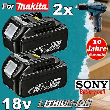 2 stk. erstatningsbatteri for Makita 18v, kompatibelt med Makita batteri 18v