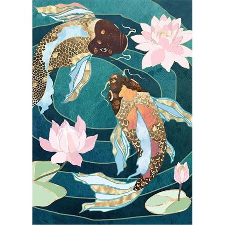 5D Diamantmålningssats, Abstrakt Koi Diamantkonstsats för Vuxna Rund Full Diamant, Diamantmålningspresent